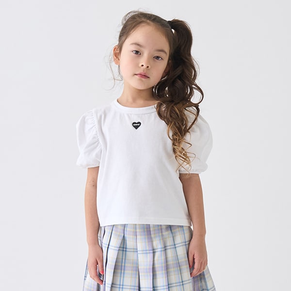 Japanese children's clothing mini #ML anti-fouling series puff sleeve top 90-140cm girls summer TOPS