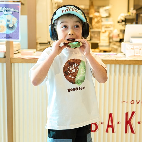 Japanese children's clothing mini#ML x ovgo Baker Cookie short-sleeved top 90-140cm boys/girls summer TOPS