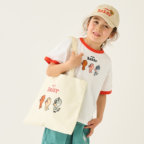 Japanese children's clothing mini#ML x ovgo Baker cute short-sleeved top 90-140cm boys/girls summer TOPS