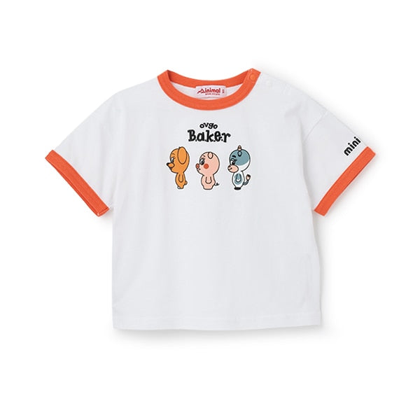 Japanese children's clothing mini#ML x ovgo Baker cute short-sleeved top 90-140cm boys/girls summer TOPS