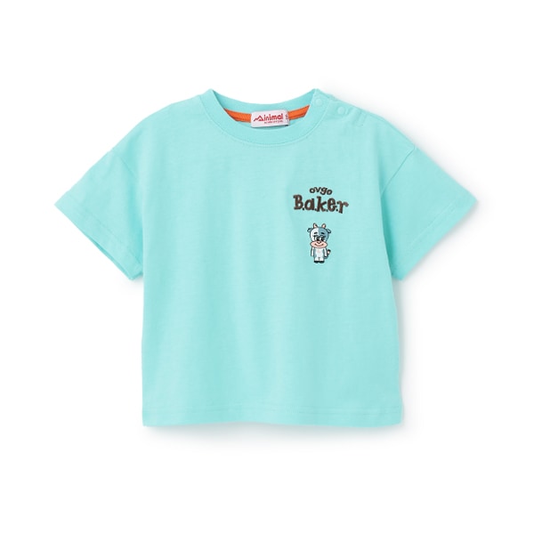 Japanese children's clothing mini#ML x ovgo Baker cute short-sleeved top 90-140cm boys/girls summer TOPS