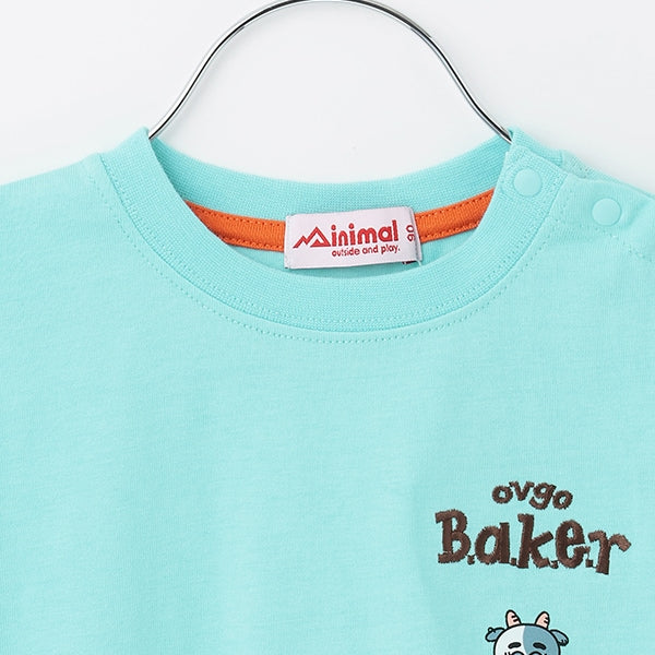 Japanese children's clothing mini#ML x ovgo Baker cute short-sleeved top 90-140cm boys/girls summer TOPS