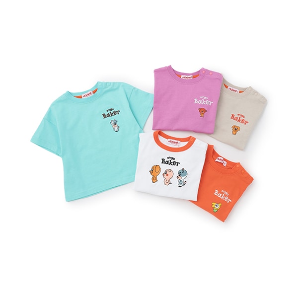 Japanese children's clothing mini#ML x ovgo Baker cute short-sleeved top 90-140cm boys/girls summer TOPS