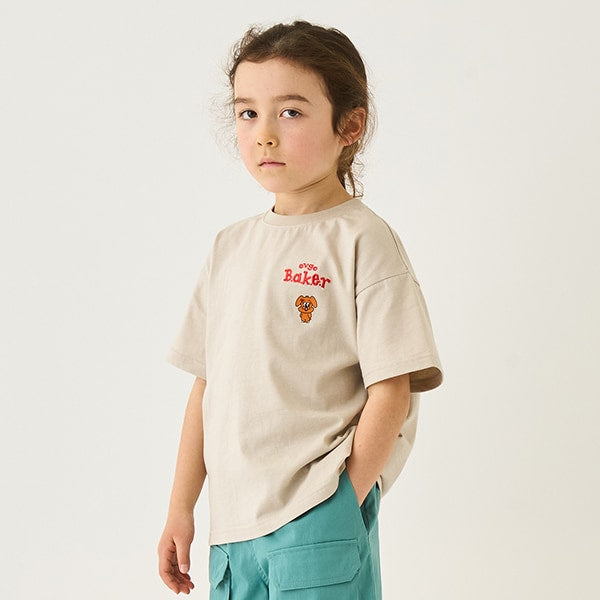 Japanese children's clothing mini#ML x ovgo Baker cute short-sleeved top 90-140cm boys/girls summer TOPS