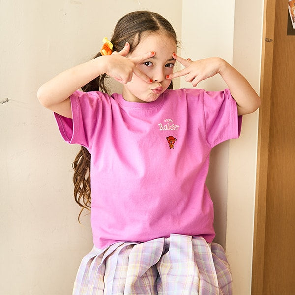 Japanese children's clothing mini#ML x ovgo Baker cute short-sleeved top 90-140cm boys/girls summer TOPS