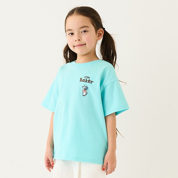Japanese children's clothing mini#ML x ovgo Baker cute short-sleeved top 90-140cm boys/girls summer TOPS