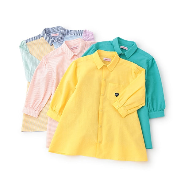 Japanese children's clothing mini#ML shirt dress 100-140cm girls spring and summer dresses