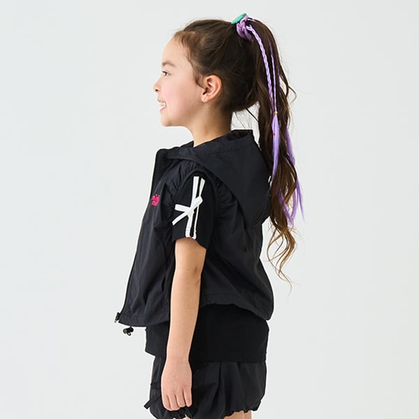 Japanese children's clothing mini#ML waterproof series lightweight breathable hooded vest jacket 100-140cm girls summer outerwear