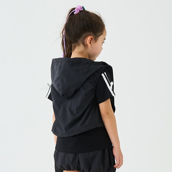 Japanese children's clothing mini#ML waterproof series lightweight breathable hooded vest jacket 100-140cm girls summer outerwear