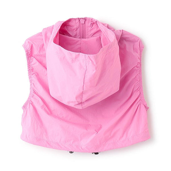 Japanese children's clothing mini#ML waterproof series lightweight breathable hooded vest jacket 100-140cm girls summer outerwear