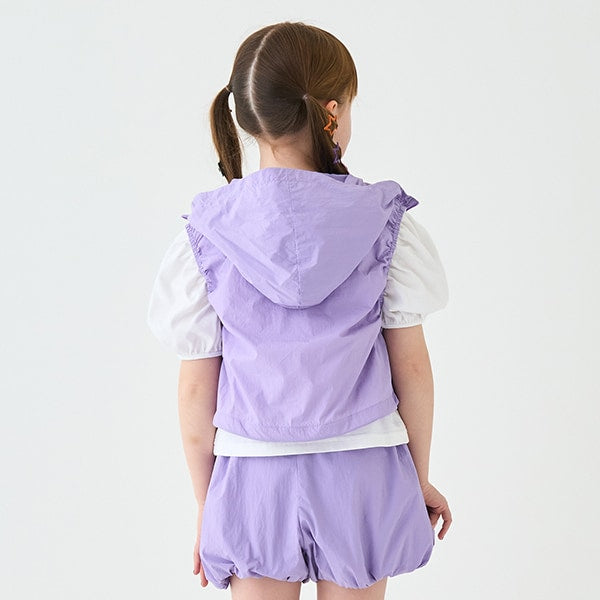 Japanese children's clothing mini#ML waterproof series lightweight breathable hooded vest jacket 100-140cm girls summer outerwear