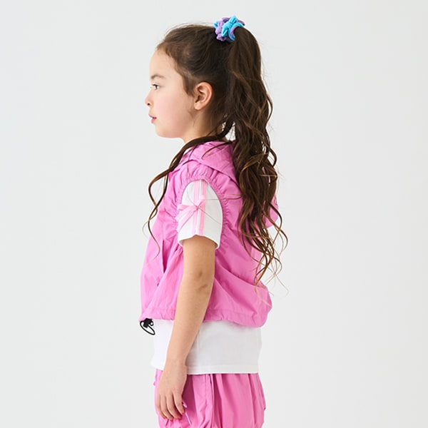 Japanese children's clothing mini#ML waterproof series lightweight breathable hooded vest jacket 100-140cm girls summer outerwear