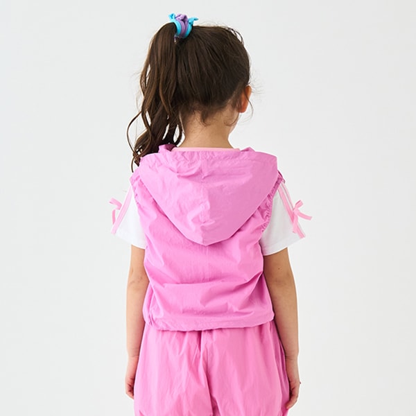 Japanese children's clothing mini#ML waterproof series lightweight breathable hooded vest jacket 100-140cm girls summer outerwear