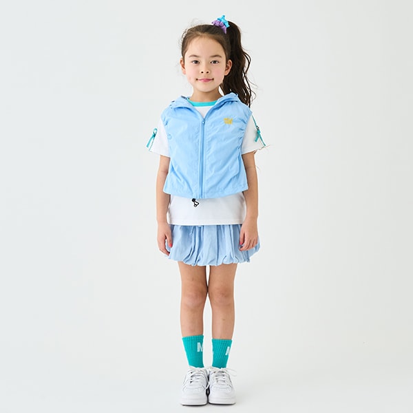 Japanese children's clothing mini#ML waterproof series lightweight breathable hooded vest jacket 100-140cm girls summer outerwear