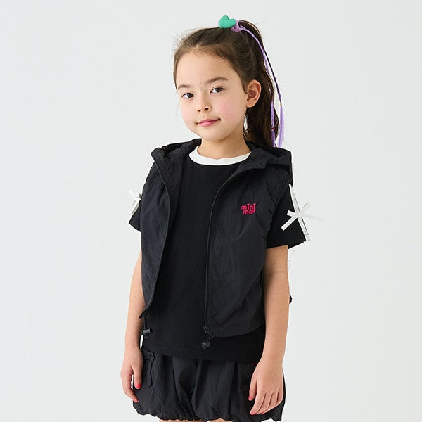 Japanese children's clothing mini#ML waterproof series lightweight breathable hooded vest jacket 100-140cm girls summer outerwear