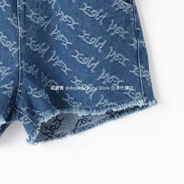 Japanese children's clothing X-girl Stages tassel denim shorts 90-140cm girls summer PANTS