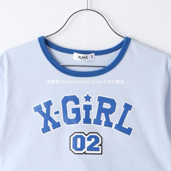 Japanese children's clothing X-girl Stages short top pleated skirt two-piece set 80-140cm girls summer TOPS SKIRTS
