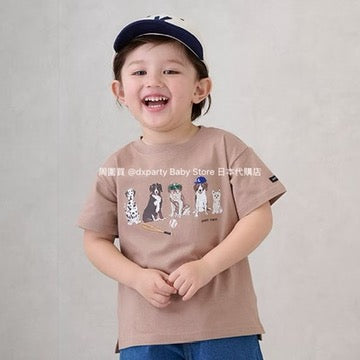 Japanese children's clothing pe#main anti-fouling series dog print top 80-130cm boys' summer TOPS