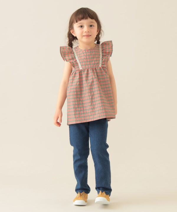 Japanese children's clothing BEAMS mini small flying sleeve top 90-150cm girls summer TOPS