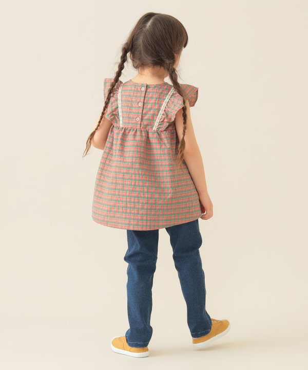Japanese children's clothing BEAMS mini small flying sleeve top 90-150cm girls summer TOPS
