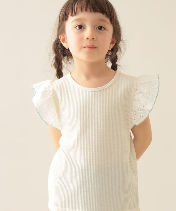 Japanese children's clothing BEAMS mini small flying sleeve top 90-150cm girls summer TOPS