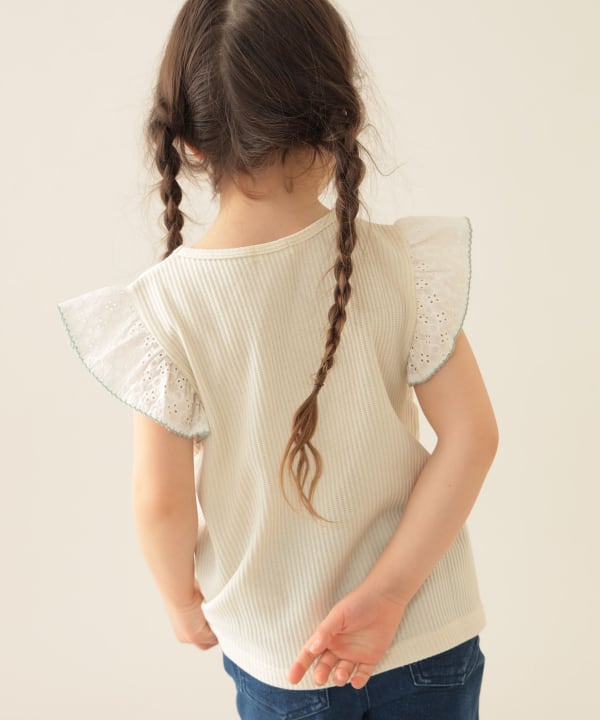 Japanese children's clothing BEAMS mini small flying sleeve top 90-150cm girls summer TOPS