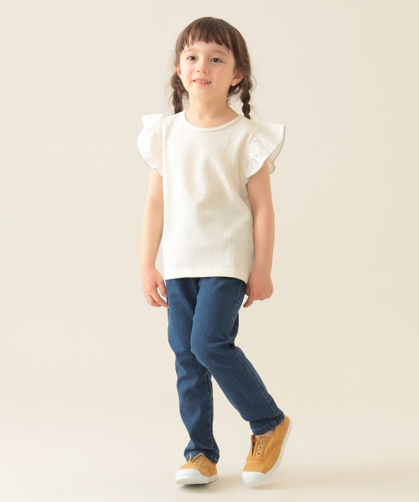 Japanese children's clothing BEAMS mini small flying sleeve top 90-150cm girls summer TOPS