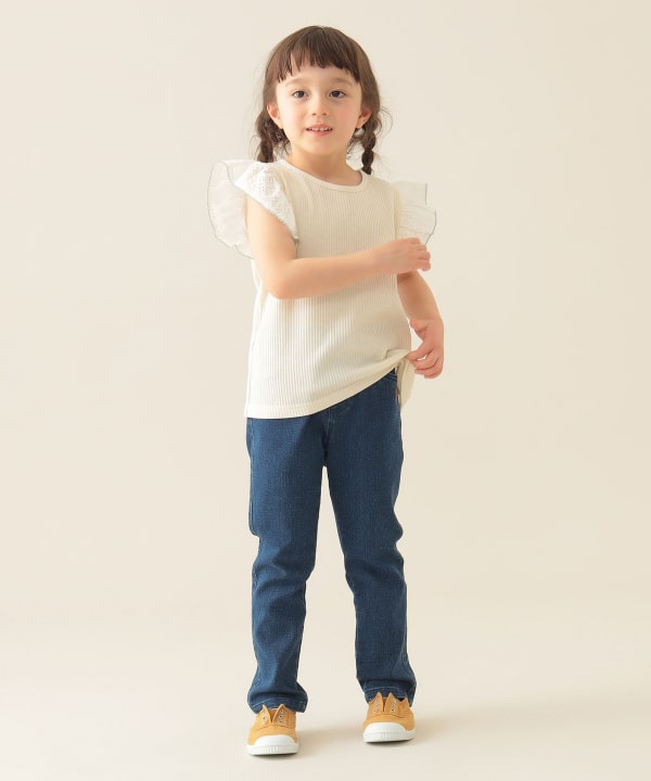 Japanese children's clothing BEAMS mini small flying sleeve top 90-150cm girls summer TOPS