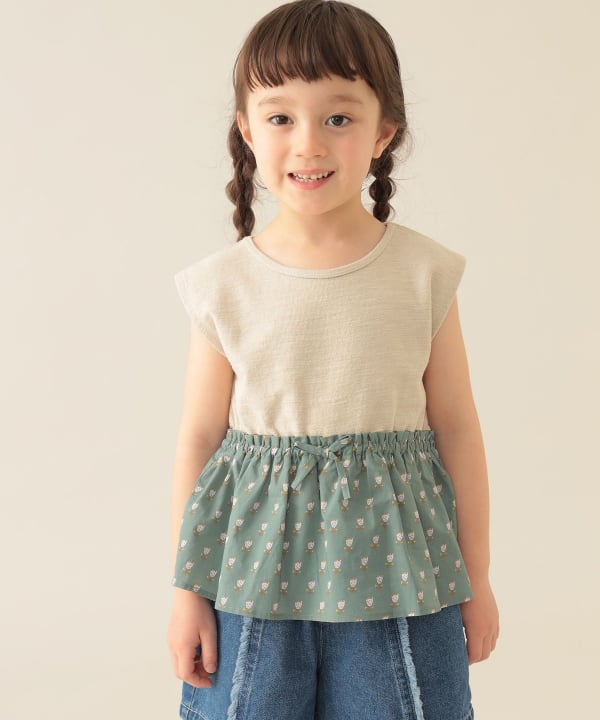 Japanese children's clothing BEAMS mini patchwork vest 90-150cm girls summer TOPS