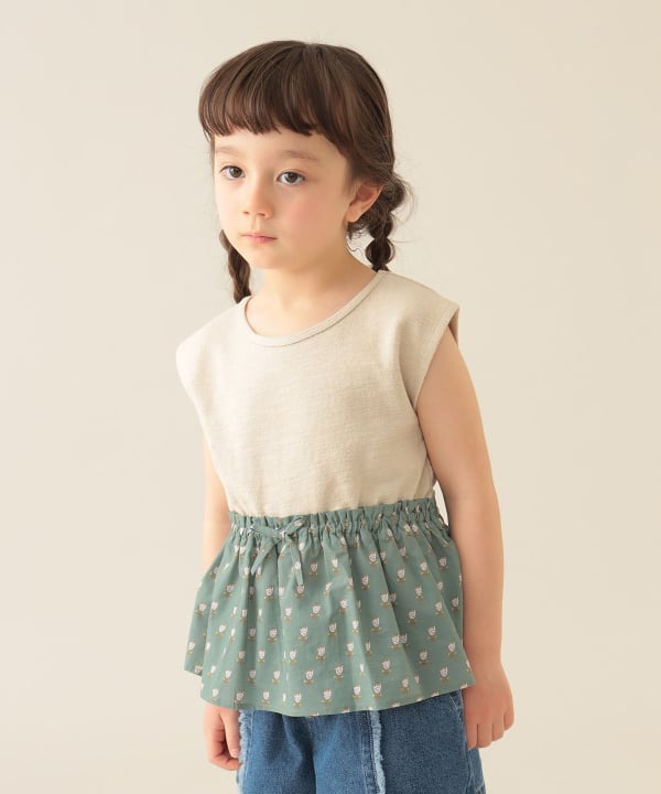 Japanese children's clothing BEAMS mini patchwork vest 90-150cm girls summer TOPS