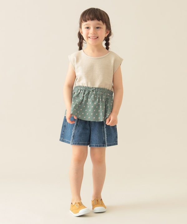 Japanese children's clothing BEAMS mini denim culottes 90-150cm girls summer PANTS