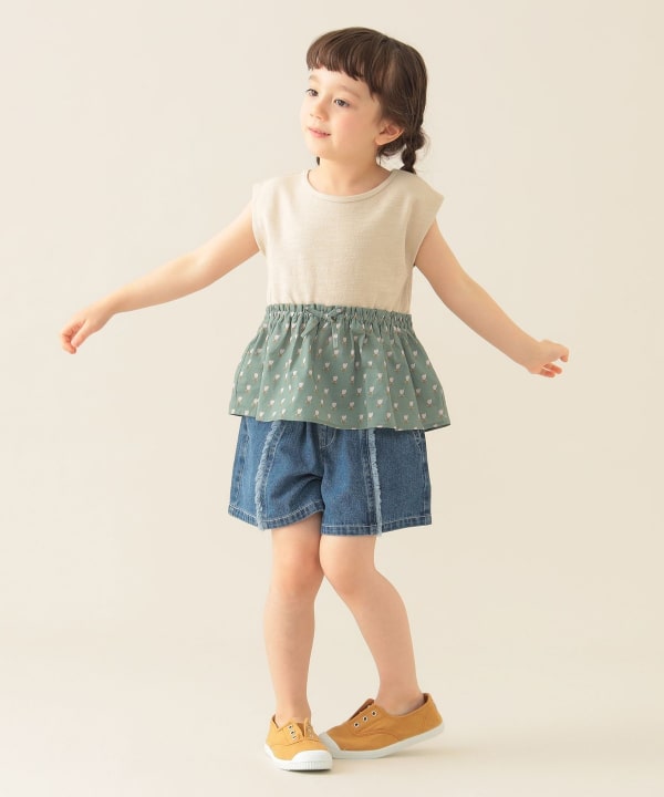 Japanese children's clothing BEAMS mini patchwork vest 90-150cm girls summer TOPS