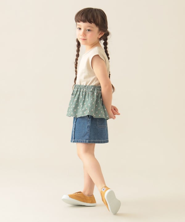 Japanese children's clothing BEAMS mini patchwork vest 90-150cm girls summer TOPS