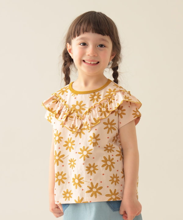 Japanese children's clothing BEAMS mini floral top 90-150cm girls summer TOPS