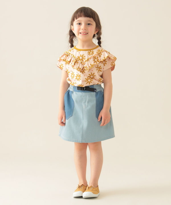 Japanese children's clothing BEAMS mini floral top 90-150cm girls summer TOPS
