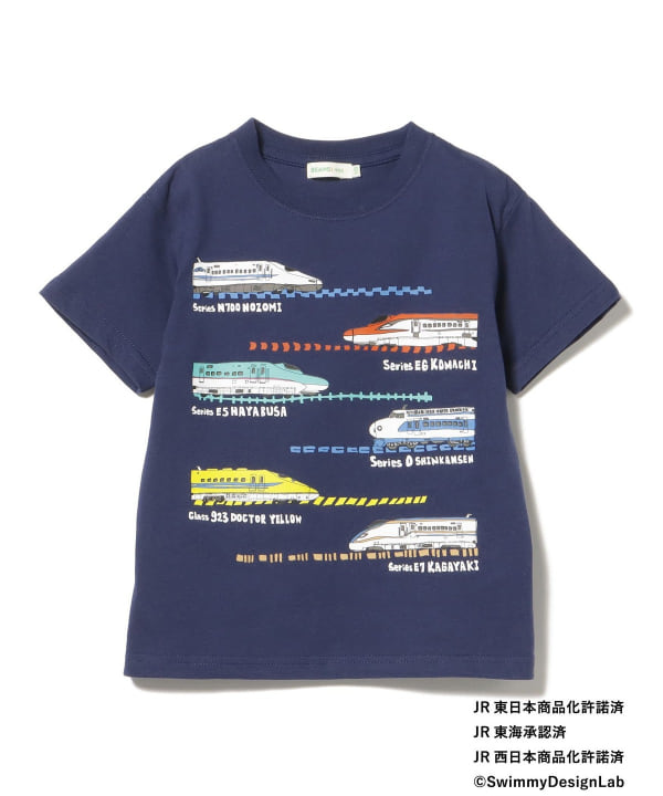 Japanese children's clothing BEAMS mini JR Shinkansen top 90-150cm boys' summer TOPS railway series