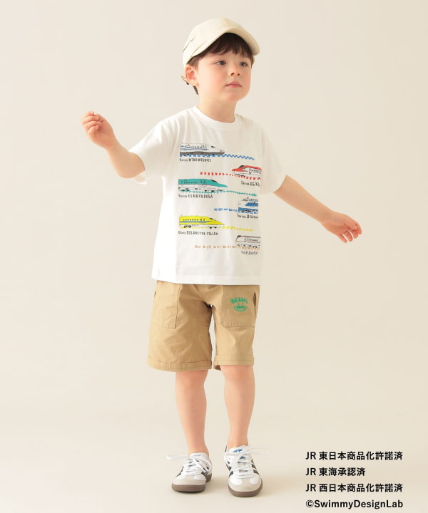Japanese children's clothing BEAMS mini JR Shinkansen top 90-150cm boys' summer TOPS railway series