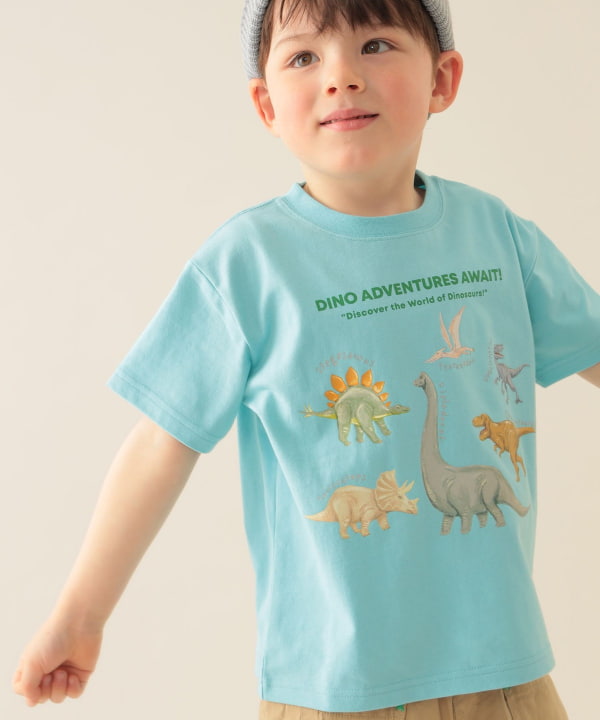 Japanese children's clothing BEAMS mini dinosaur print top 90-150cm boys' summer TOPS
