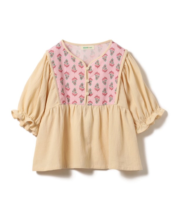 Japanese children's clothing BEAMS mini ethnic style floral top 90-150cm girls summer TOPS