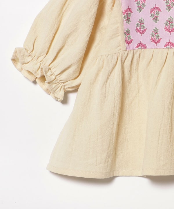 Japanese children's clothing BEAMS mini ethnic style floral top 90-150cm girls summer TOPS