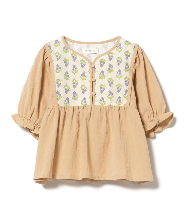 Japanese children's clothing BEAMS mini ethnic style floral top 90-150cm girls summer TOPS