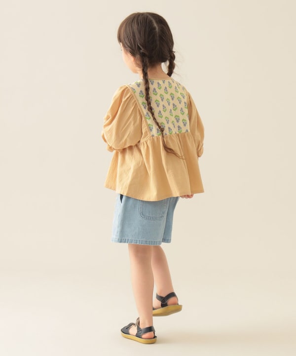 Japanese children's clothing BEAMS mini ethnic style floral top 90-150cm girls summer TOPS