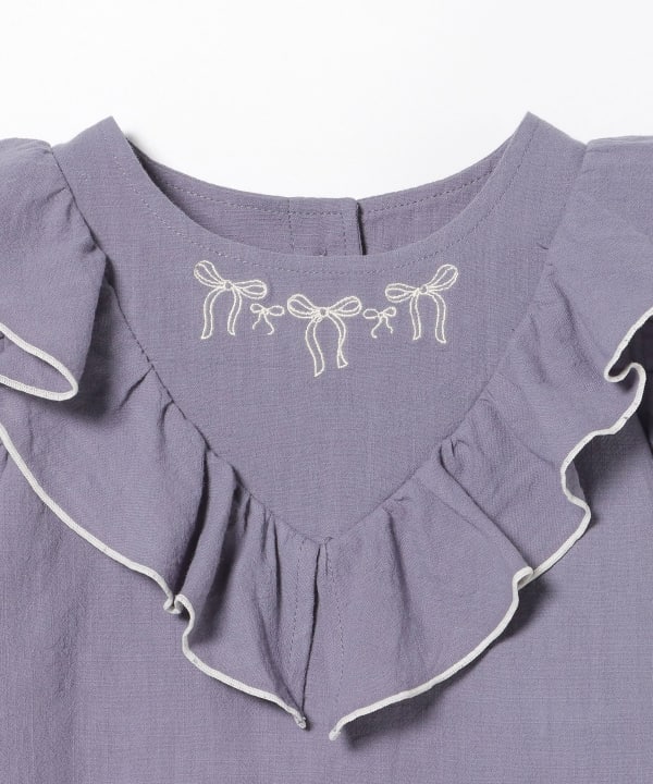 Japanese BEAMS Mini Embroidery Two-Piece Set (90-150cm) for Girls (Summer TOPS PANTS)