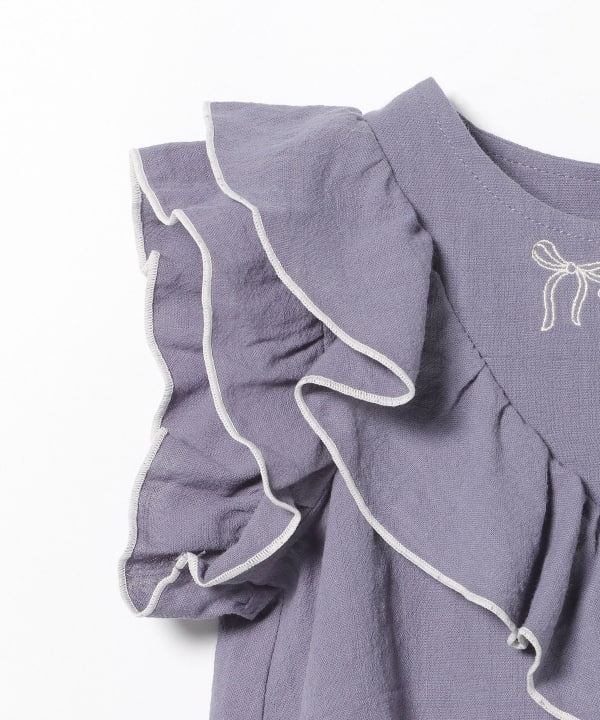 Japanese BEAMS Mini Embroidery Two-Piece Set (90-150cm) for Girls (Summer TOPS PANTS)