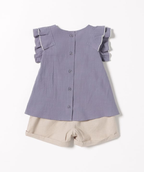 Japanese BEAMS Mini Embroidery Two-Piece Set (90-150cm) for Girls (Summer TOPS PANTS)
