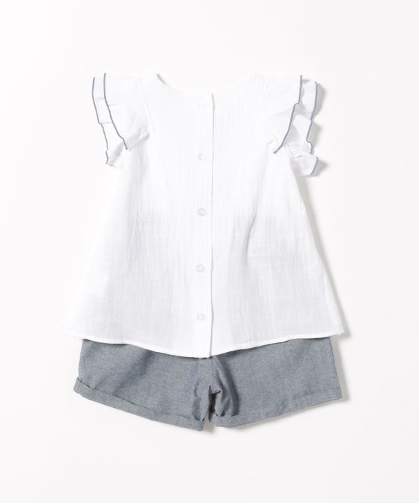 Japanese BEAMS Mini Embroidery Two-Piece Set (90-150cm) for Girls (Summer TOPS PANTS)