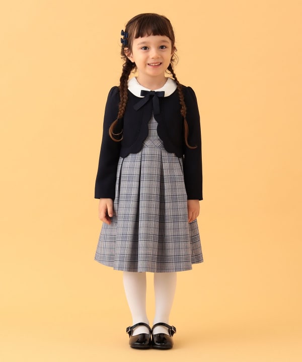Japanese BEAMS mini formal jackets and dresses (110-130cm) for girls. Summer outerwear for interviews, banquets, and performances.