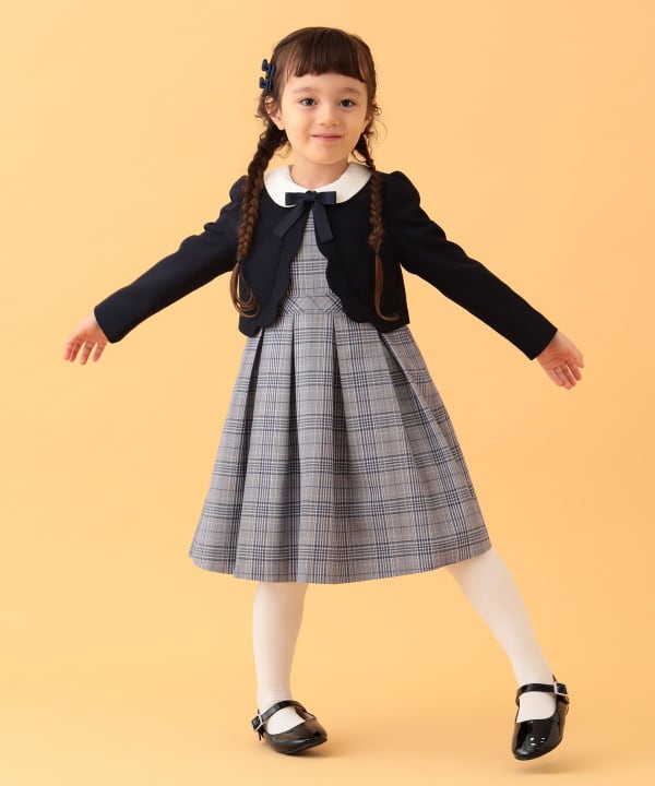 Japanese BEAMS mini formal jackets and dresses (110-130cm) for girls. Summer outerwear for interviews, banquets, and performances.