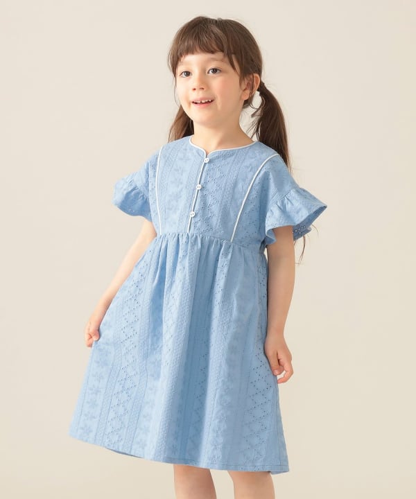 Japanese children's clothing BEAMS mini hollow dress 90-150cm girls summer dresses