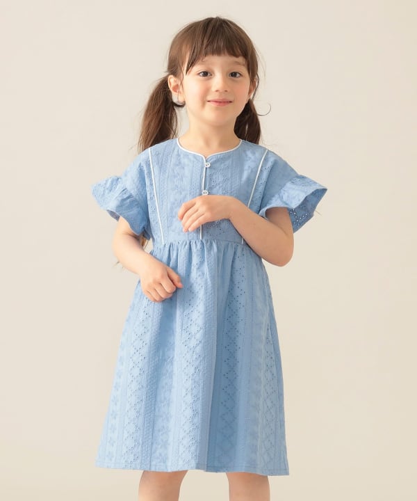Japanese children's clothing BEAMS mini hollow dress 90-150cm girls summer dresses